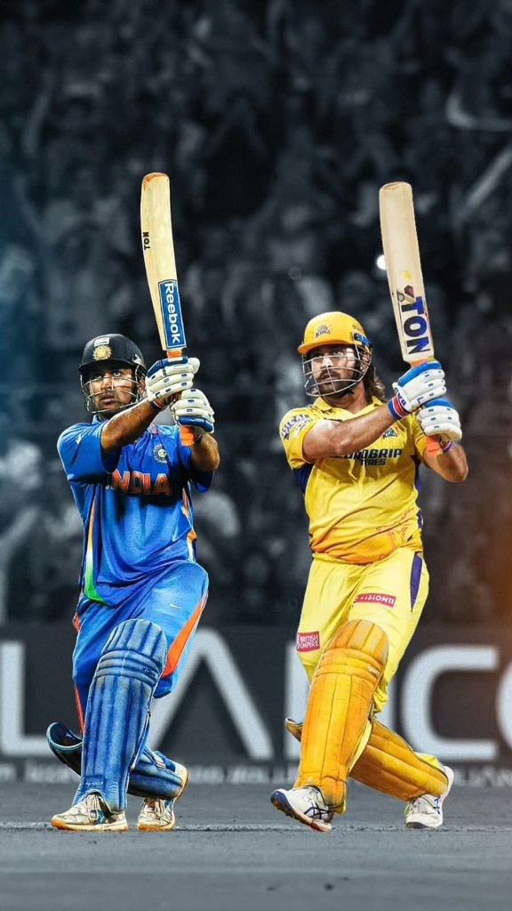 MS Dhoni India Blue and CSK Yellow Dual Background