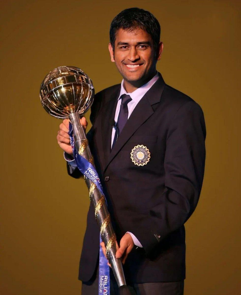 MS Dhoni with ICC Test Championship Mace 2009